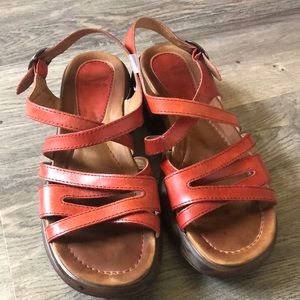 Dansko walking sandals red leather size 39